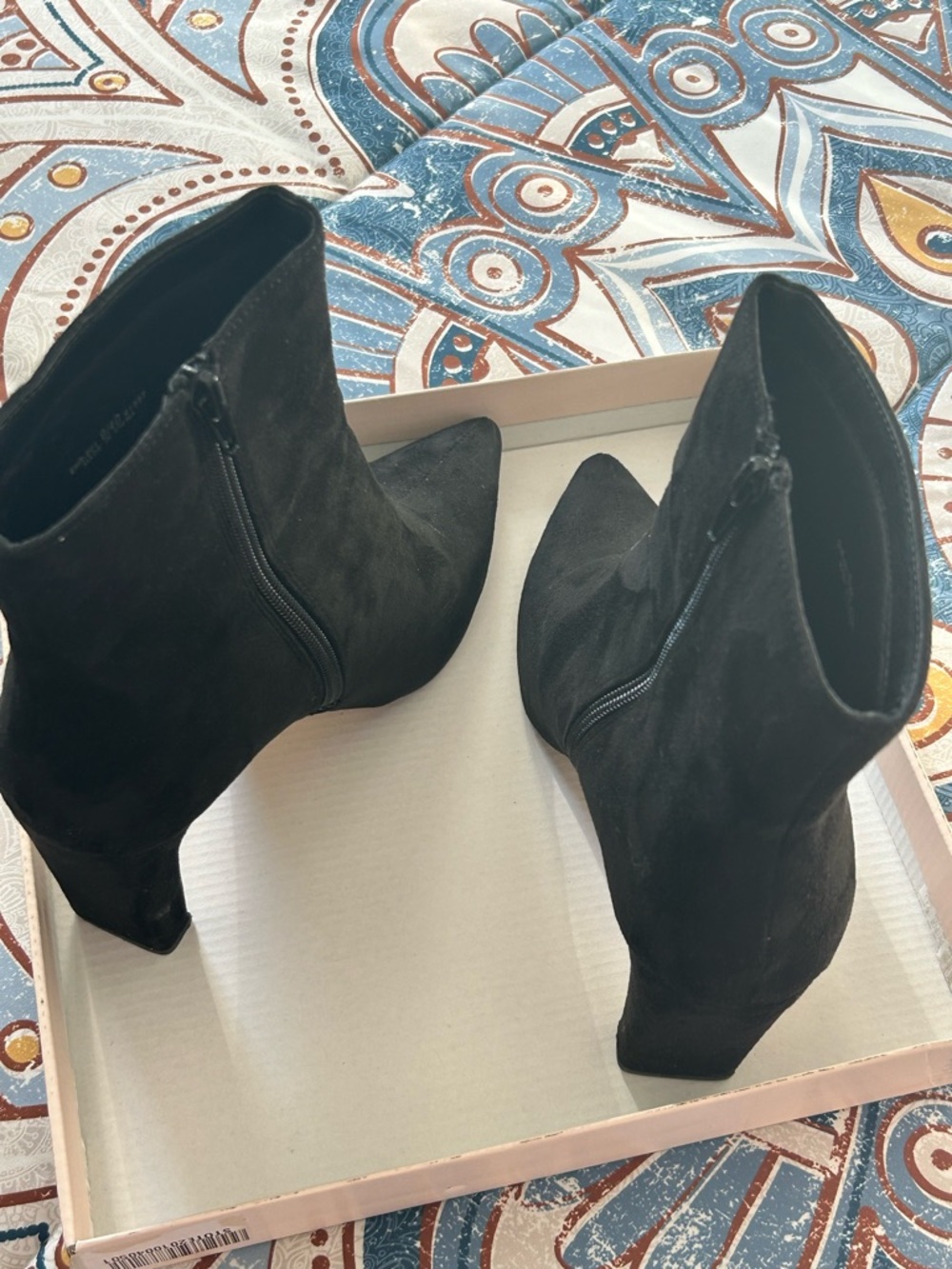 Chinese Laundry Black Suede Pointed Ankle Booties
